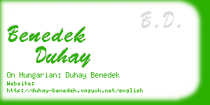 benedek duhay business card